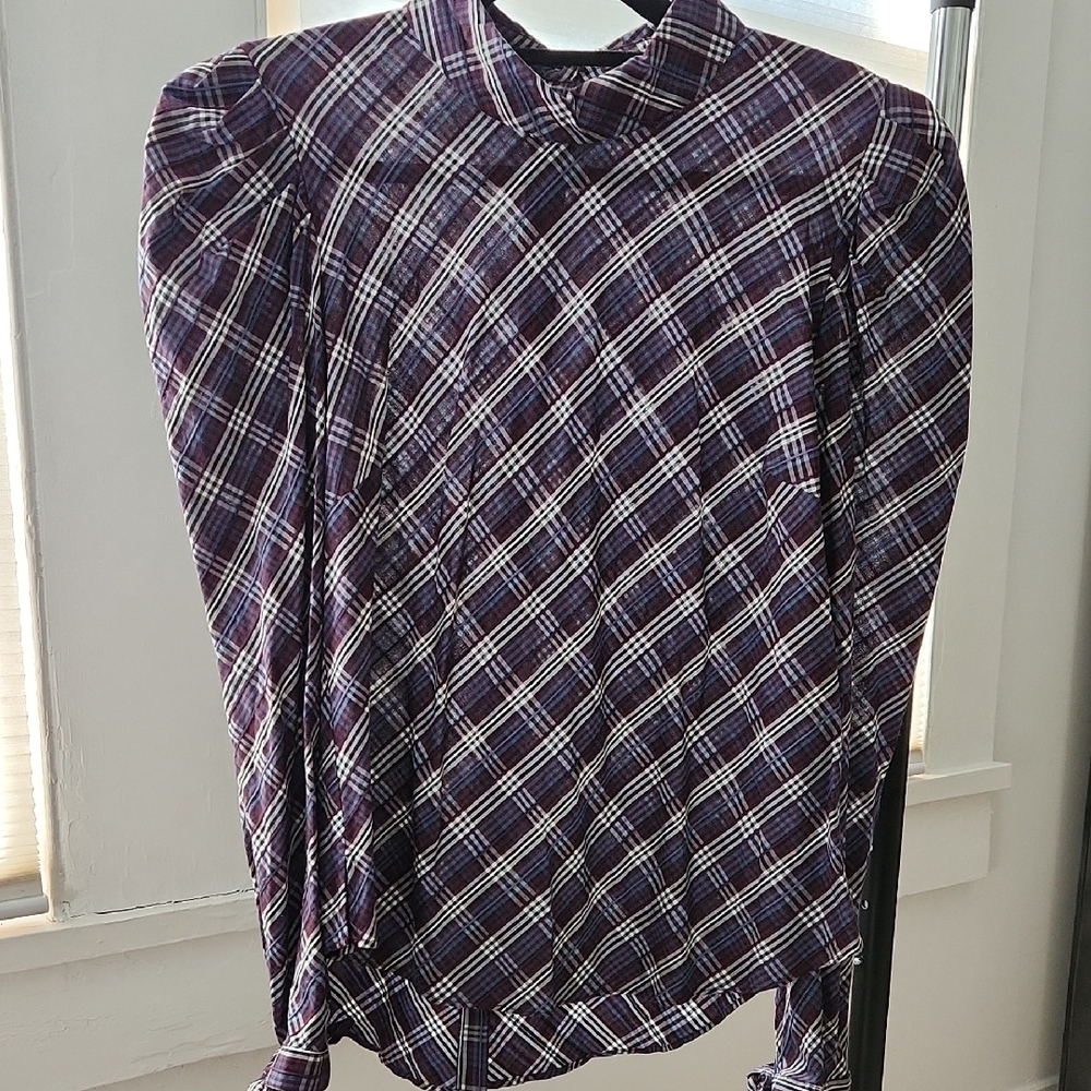Veronica M Multicolor Plaid Blouse